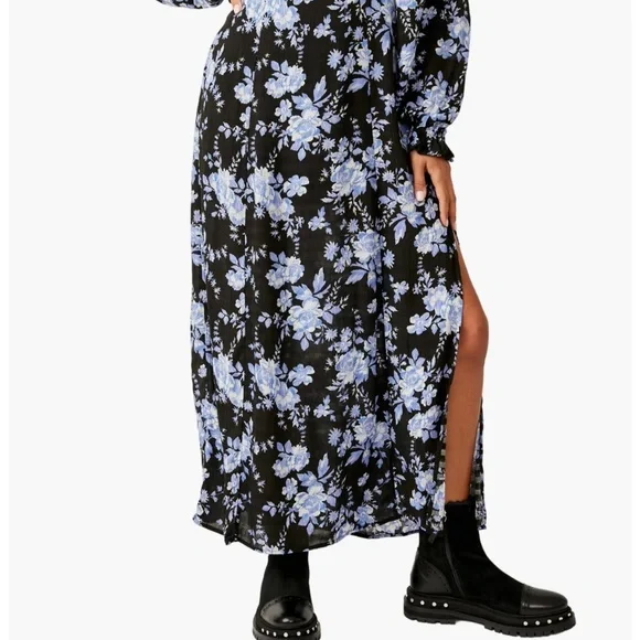 Jaymes Smocked Floral Midi Dress In Black Combo - Picture 5 of 5